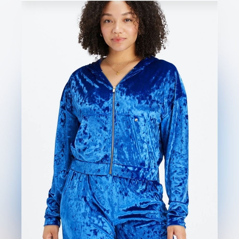Crushed Velour Zip-Up Hoodie